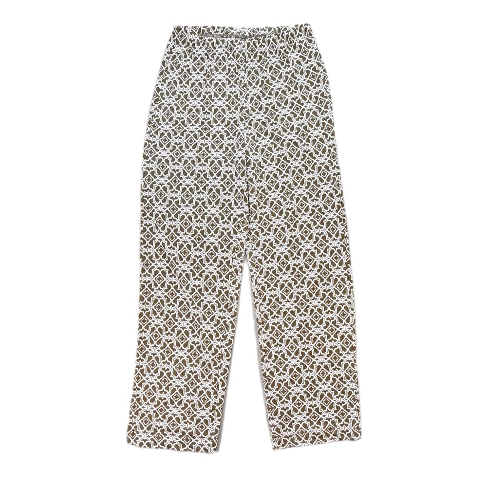 Chico’s Easywear Sz. 0 Tan White Tile Print Artsy Comfortable Lightweight Pants